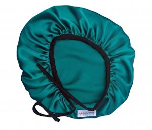 Charmeuse Silk Bonnet - Teal w/black