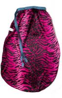 Long sleep scarf- bold black, fuchsia than blue