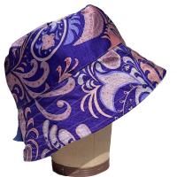 Indigo n Peach Silk Bucket Hat